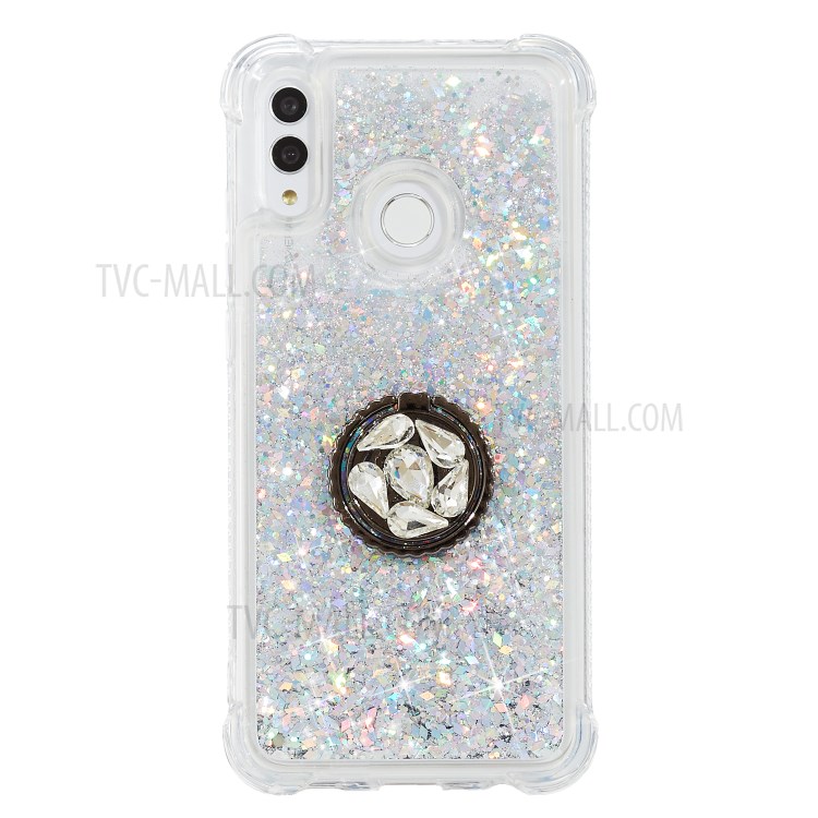 Quicksand Glitter Powder Rhinestone Decor Kickstand TPU Shell for Huawei Honor 10 Lite - Silver-3