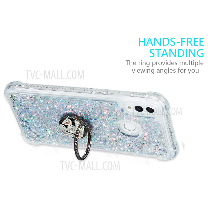 Quicksand Glitter Powder Rhinestone Decor Kickstand TPU Shell for Huawei Honor 10 Lite - Silver-7