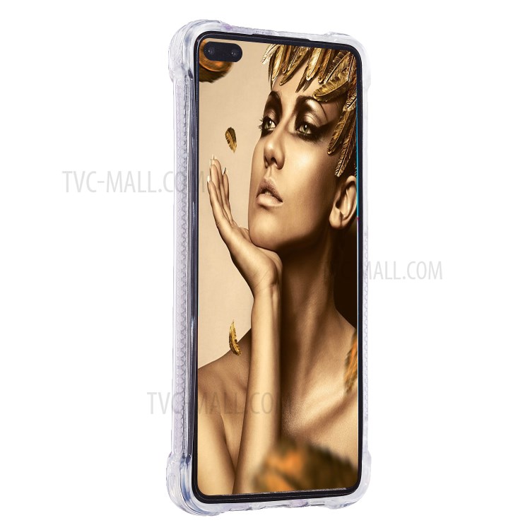 Glitter Powder Quicksand Rhinestone Decor Kickstand TPU Case for Huawei P40 - Silver-3