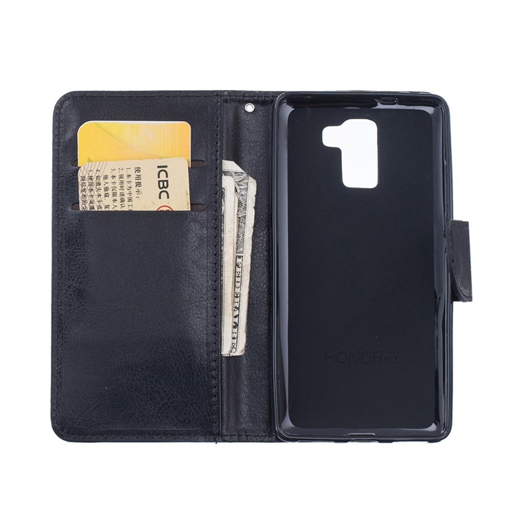 Flip Leather Wallet Protection Case for Huawei Honor 7 / 7 Premium - Black-6