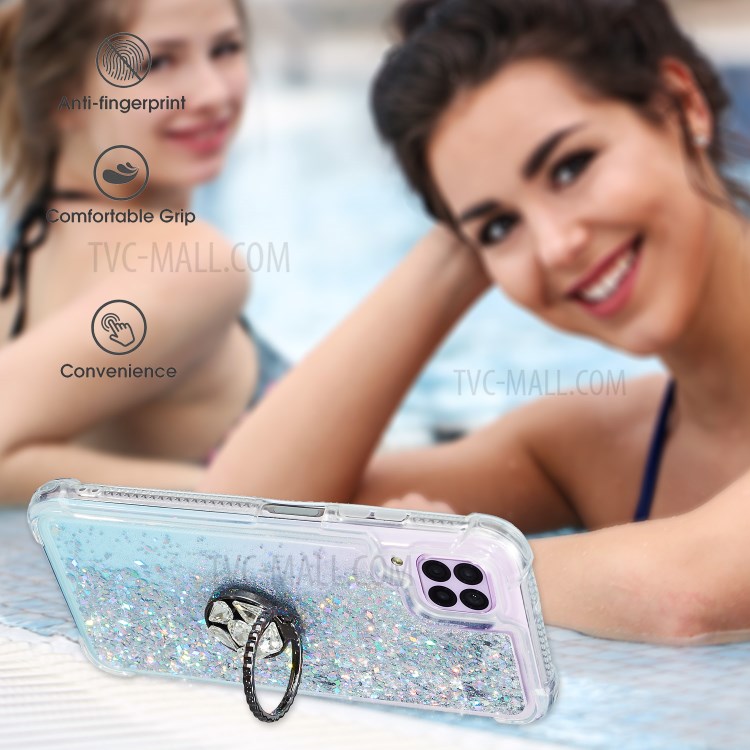 Glitter Powder Quicksand with Kickstand TPU Cover for Huawei P40 Lite 4G/Nova 6 SE/Nova 7i - Silver-8