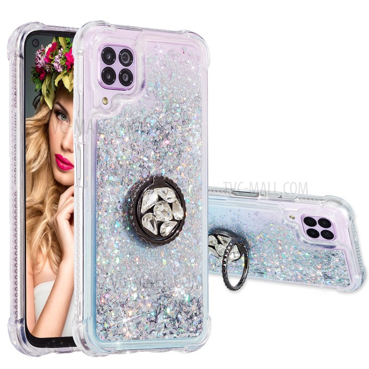 Glitter Powder Quicksand with Kickstand TPU Cover for Huawei P40 Lite 4G/Nova 6 SE/Nova 7i - Silver-9