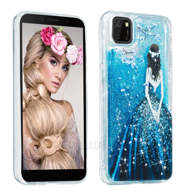 Stylish Pattern Glitter Powder Quicksand TPU Shell Protective Case for Huawei Y5p - Girl-5