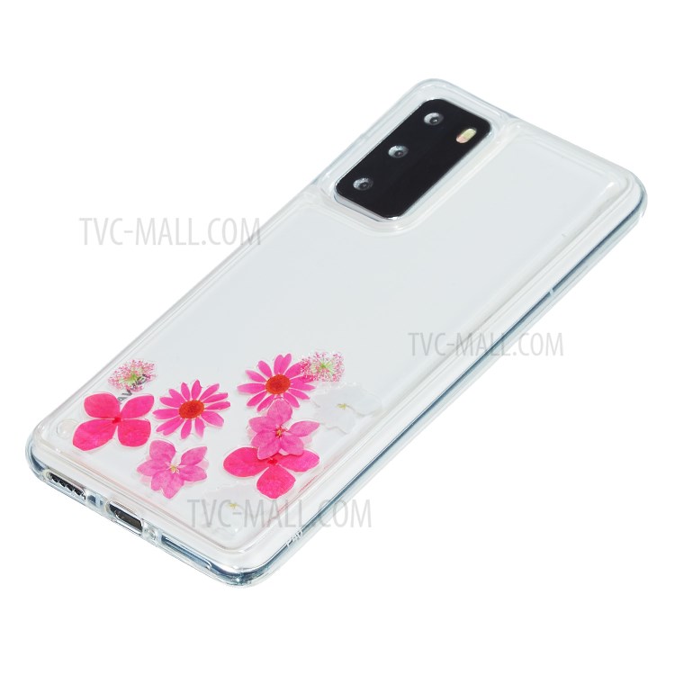 Liquid Floating Pattern TPU Back Phone Case for Huawei P40 - Flower-4