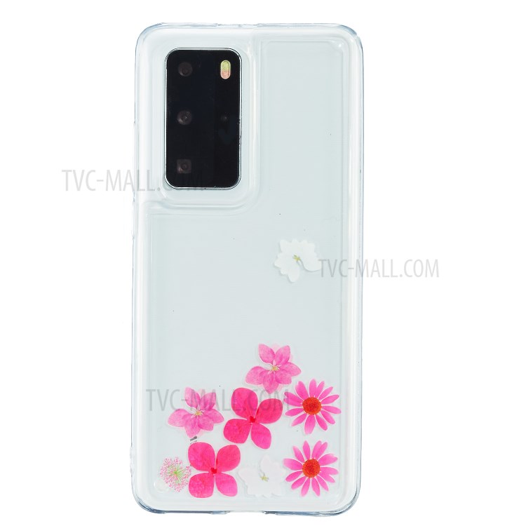 Quicksand Decor Pattern Printing TPU Cover for Huawei P40 Pro - Flower-1