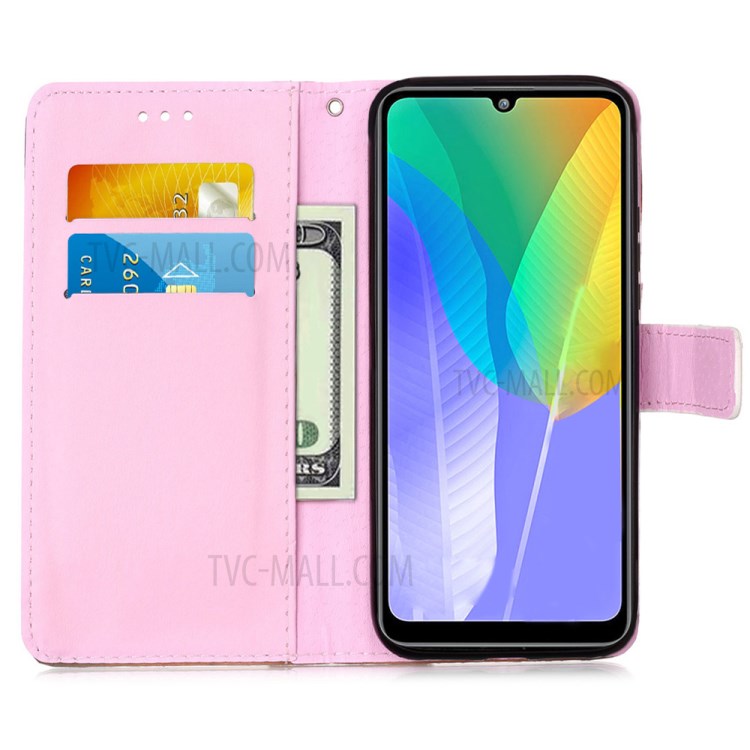 Pattern Printing Wallet Stand Leather Protective Case for Huawei Y6p - Fox-4