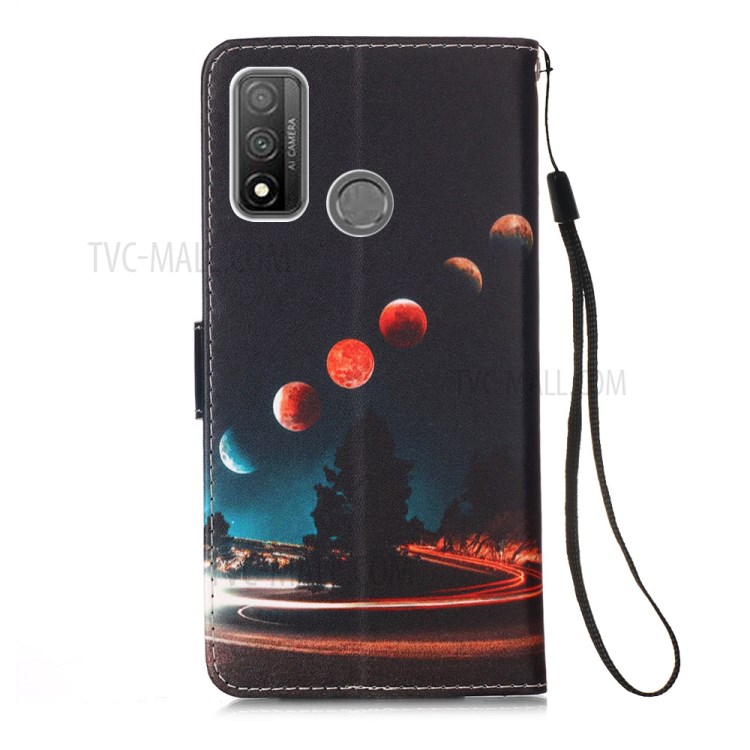 Protective Leather Shell Style Printing Wallet Stand Case with Lanyard for Huawei P smart 2020 - Planets-3