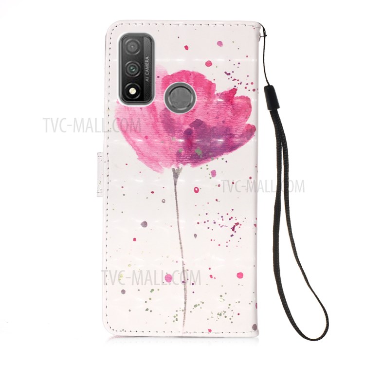 Pattern Printing Light Spot Decor Wallet Flip Leather Shell with Lanyard for Huawei P Smart 2020 - Flowers-3