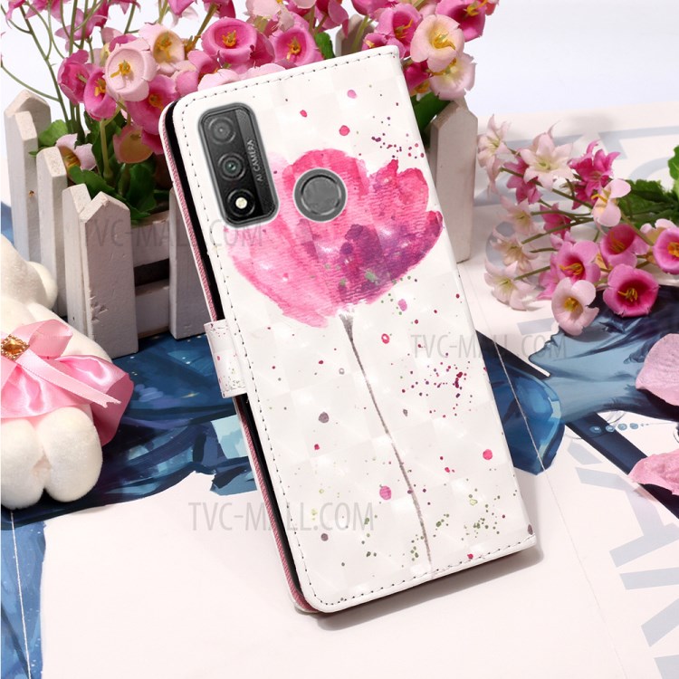 Pattern Printing Light Spot Decor Wallet Flip Leather Shell with Lanyard for Huawei P Smart 2020 - Flowers-9