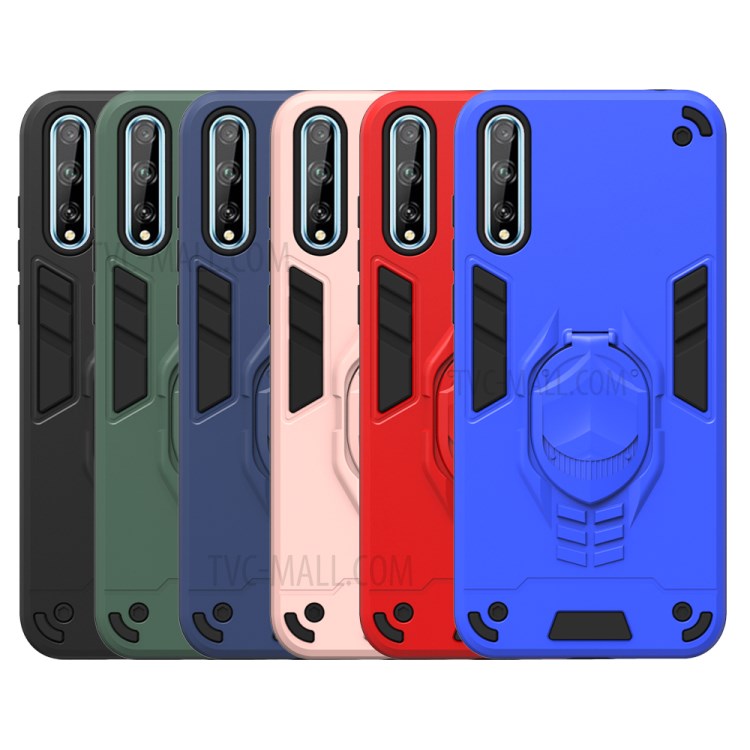 Armor Guard Detachable 2-Pieces TPU+PC Phone Cover with Kickstand for Huawei Y8p - Black-5