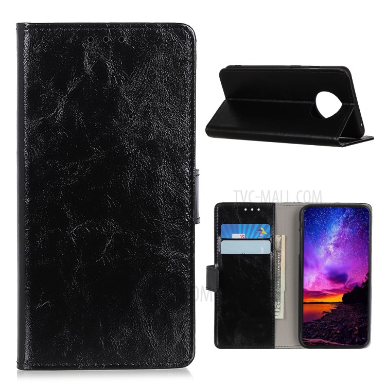 Crazy Horse Skin Leather Shell Wallet Cover for Huawei Mate 40 Pro - Black-1