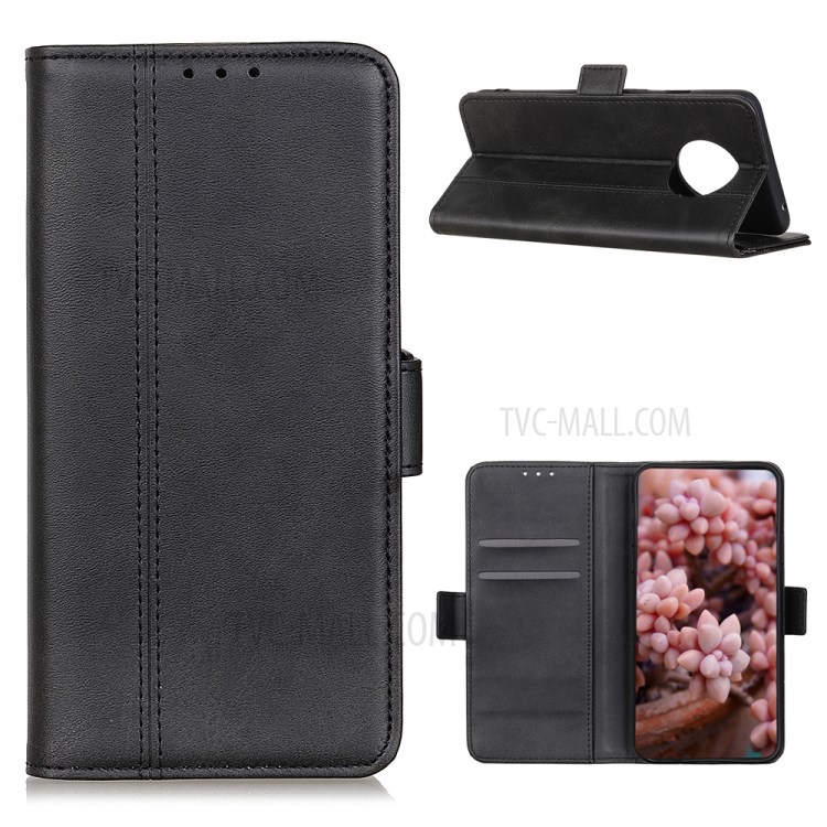 Magnetic Double Clasp Leather Wallet Stand Flip Case for Huawei Mate 40 Pro - Black-1