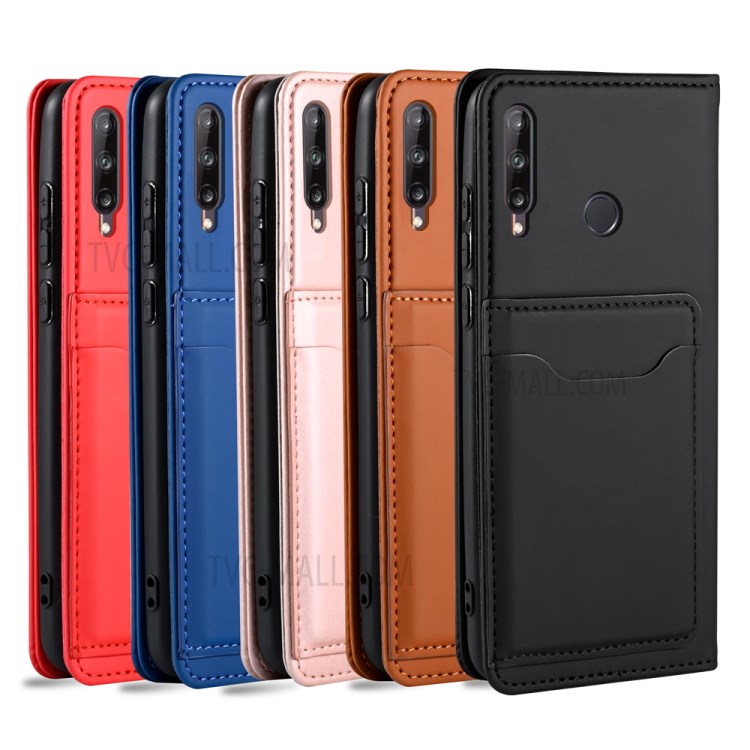 Liquid Silicone Touch Leather Case Wallet Stand Shell for Huawei P40 lite E/Y7p/Honor 9C - Black-10