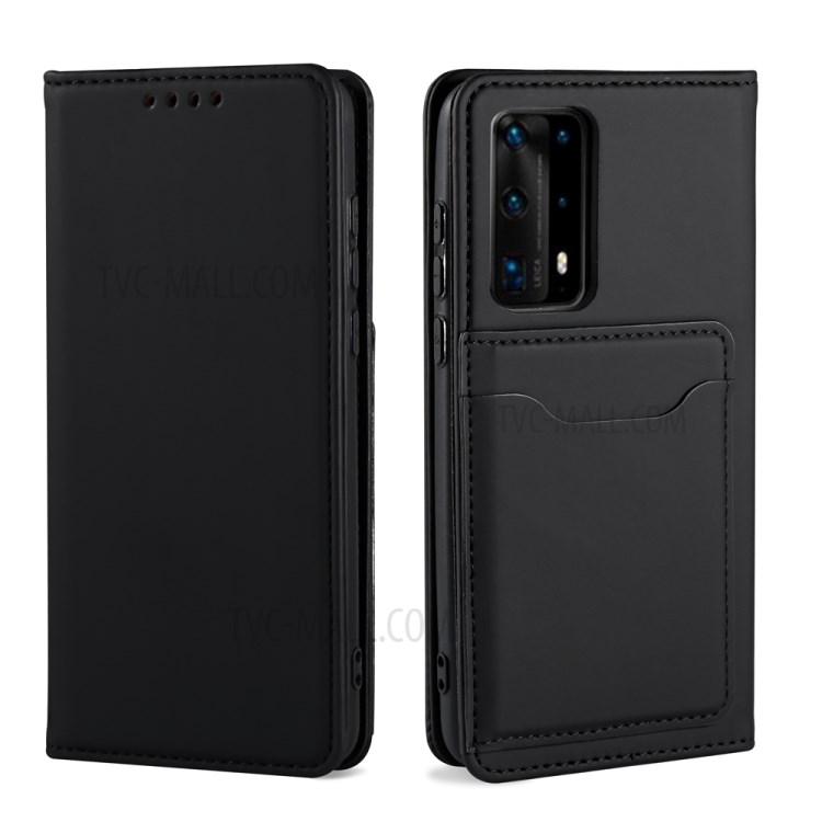 Liquid Silicone Touch Leather Auto-absorbed Cover for Huawei P40 Pro - Black-2