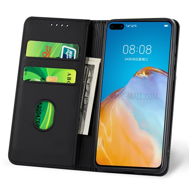 Liquid Silicone Touch Leather Auto-absorbed Cover for Huawei P40 Pro - Black-6