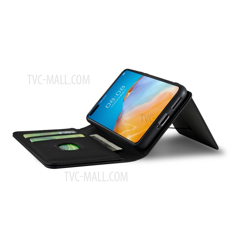 Liquid Silicone Touch Leather Auto-absorbed Cover for Huawei P40 Pro - Black-7