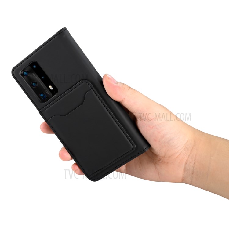 Liquid Silicone Touch Leather Auto-absorbed Cover for Huawei P40 Pro - Black-9