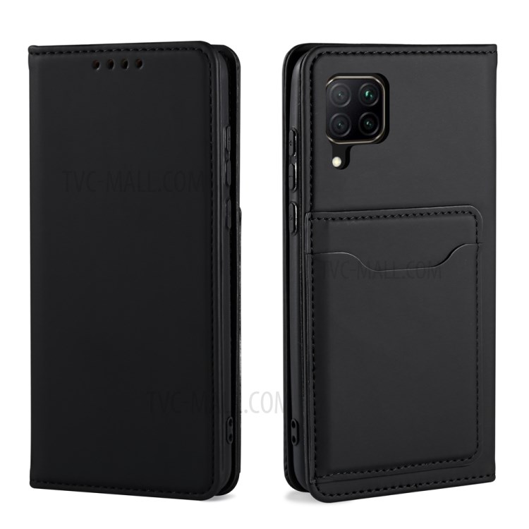 Liquid Silicone Touch Leather Case Wallet Stand Cover for Huawei P40 lite 4G/nova 6 SE/Nova 7i - Black-2