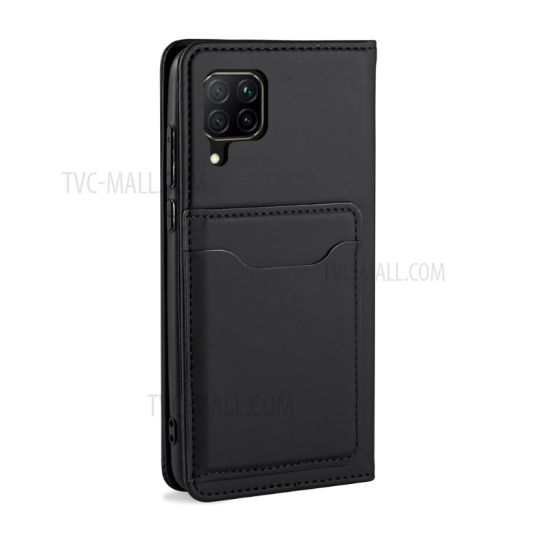 Liquid Silicone Touch Leather Case Wallet Stand Cover for Huawei P40 lite 4G/nova 6 SE/Nova 7i - Black-3