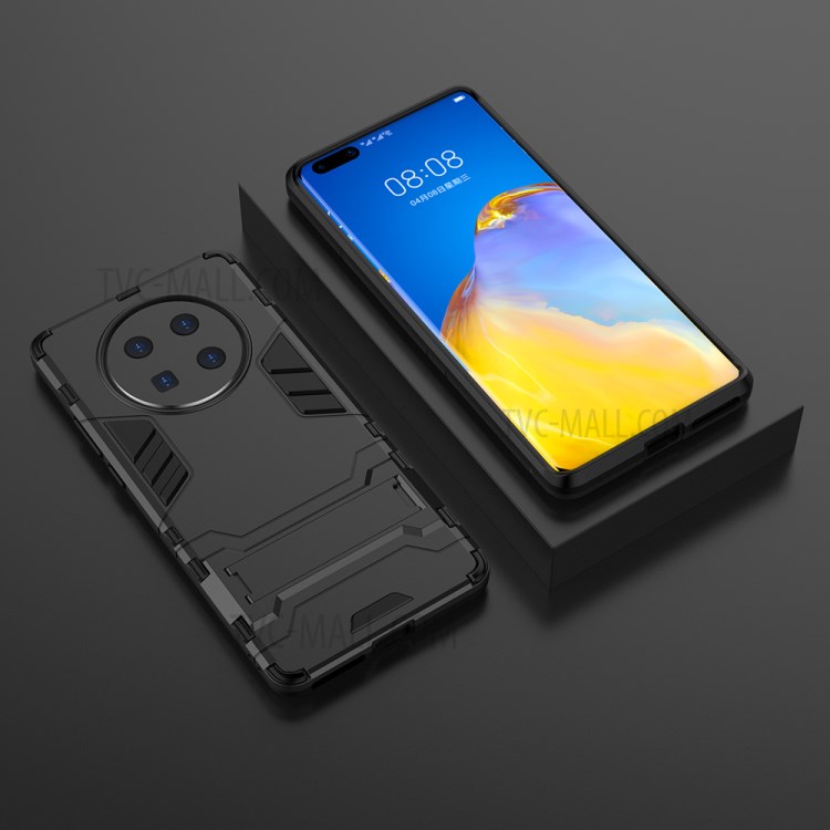 Plastic + TPU Case with Kickstand for Huawei Mate 40 Pro Plus - Black-6