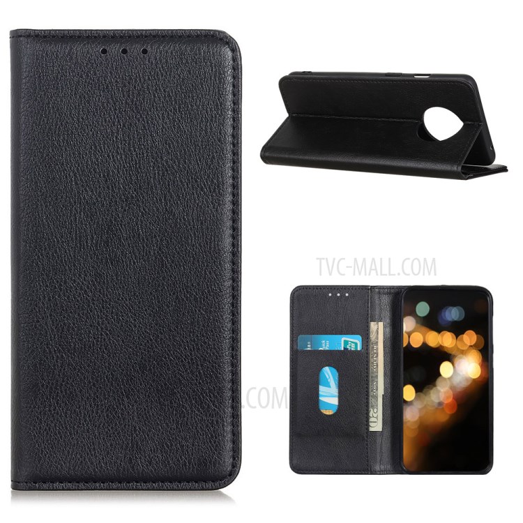 Auto-absorbed Litchi Skin Split Leather Cover for Huawei Mate 40 Pro - Black-1