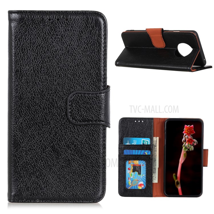 Nappa Texture Split Leather with Wallet Shell for Huawei Mate 40 Pro - Black-1
