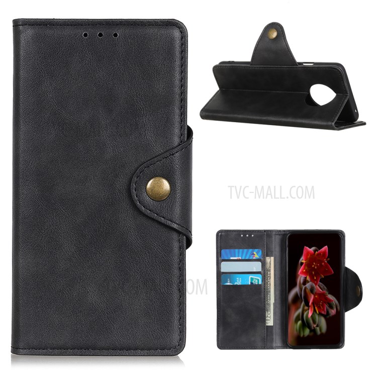 Goldn Button with Wallet Leather Case for Huawei Mate 40 Pro - Black-1