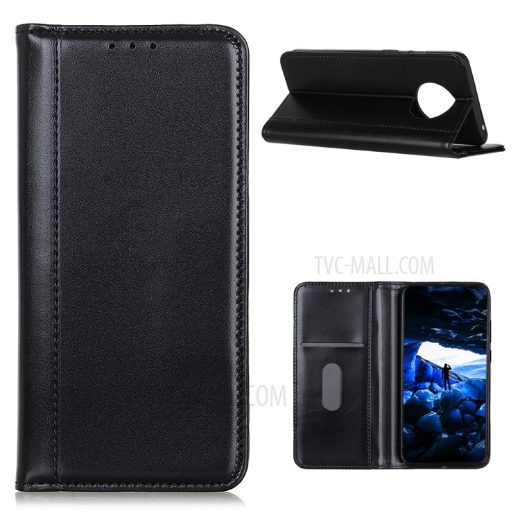 Auto-absorbed Split Leather Special Design Case for Huawei Mate 40 Pro - Black-1