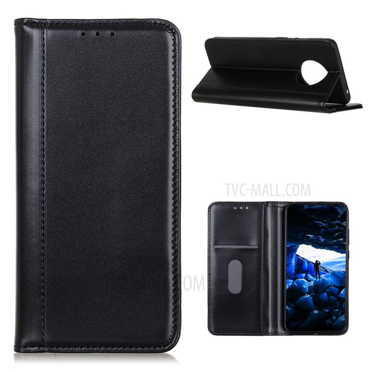 Auto-absorbed Split Leather with Wallet Unique Case for Huawei Mate 40 - Black-1