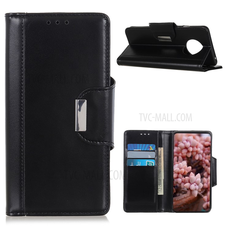 PU Leather Wallet Stand Protector Phone Cover for Huawei Mate 40 Pro - Black-1