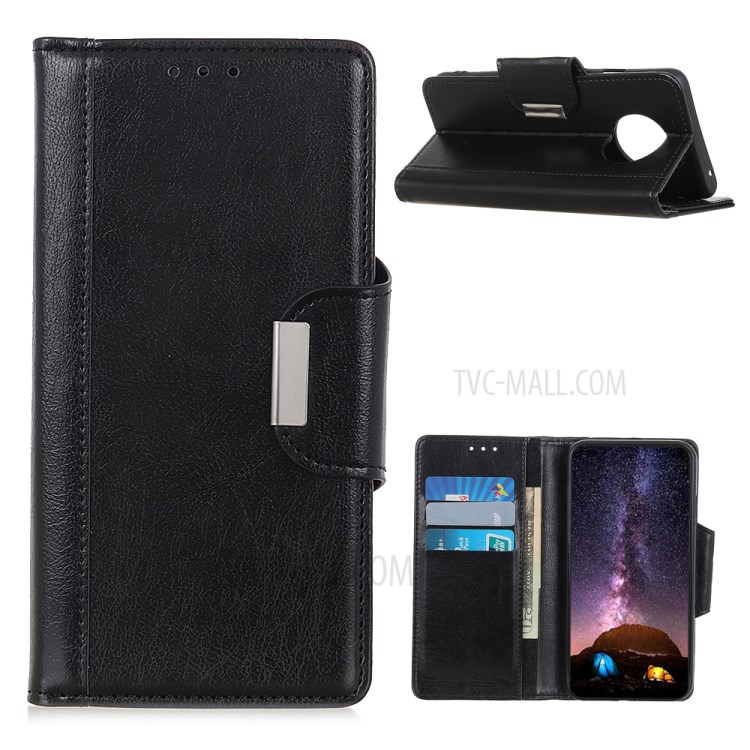 Protective Cover Leather Wallet Stand Protector Case for Huawei Mate 40 Pro - Black-1