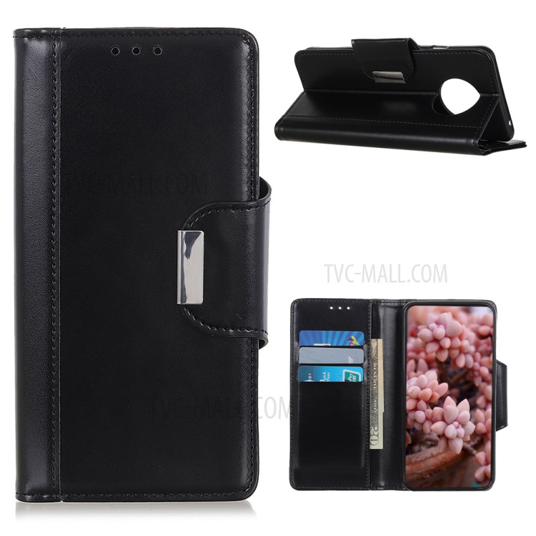 Durable PU Leather Wallet Stand Protector Phone Cover for Huawei Mate 40 - Black-1