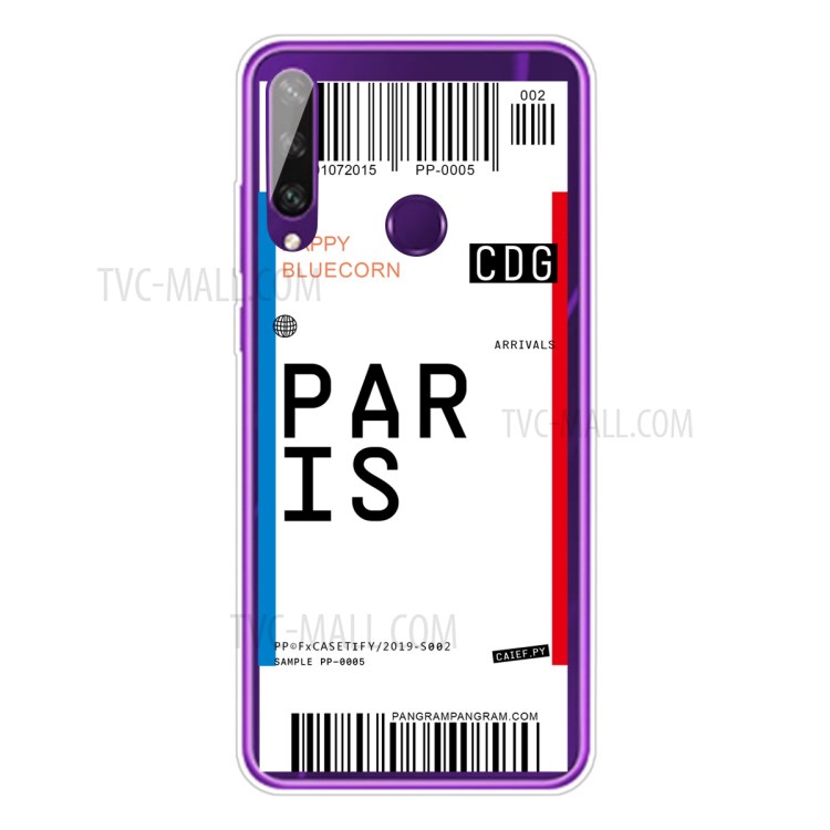 Fashion Boarding Pass TPU Protector Cell Phone Cover for Huawei Y6p - PARIS-1