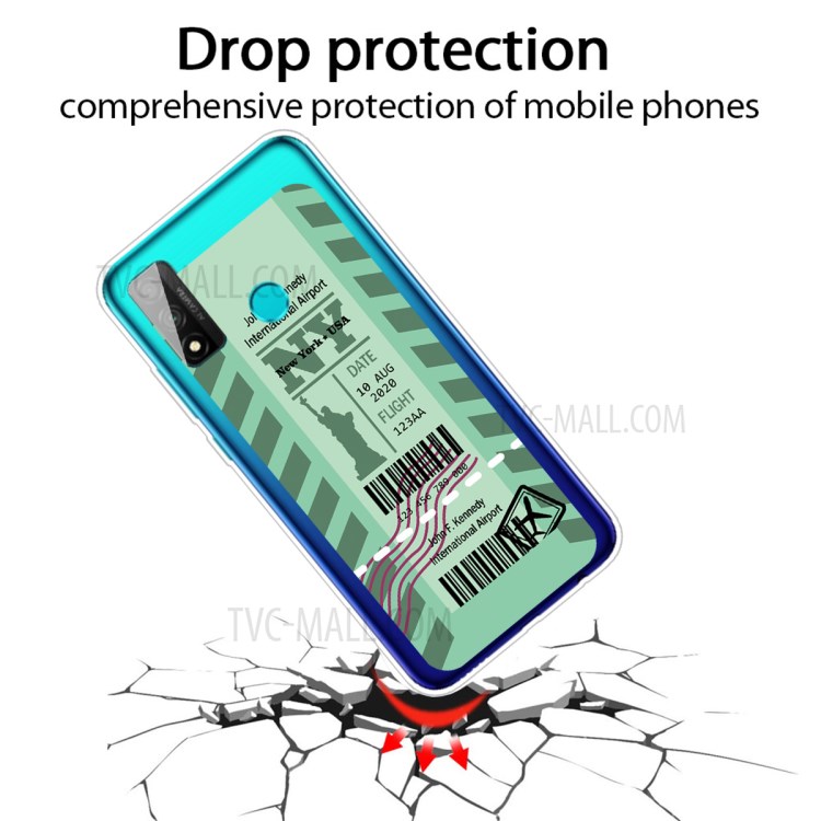 Fashion Boarding Pass Protector Cell Phone TPU Shell for Huawei P smart 2020 - NY-2