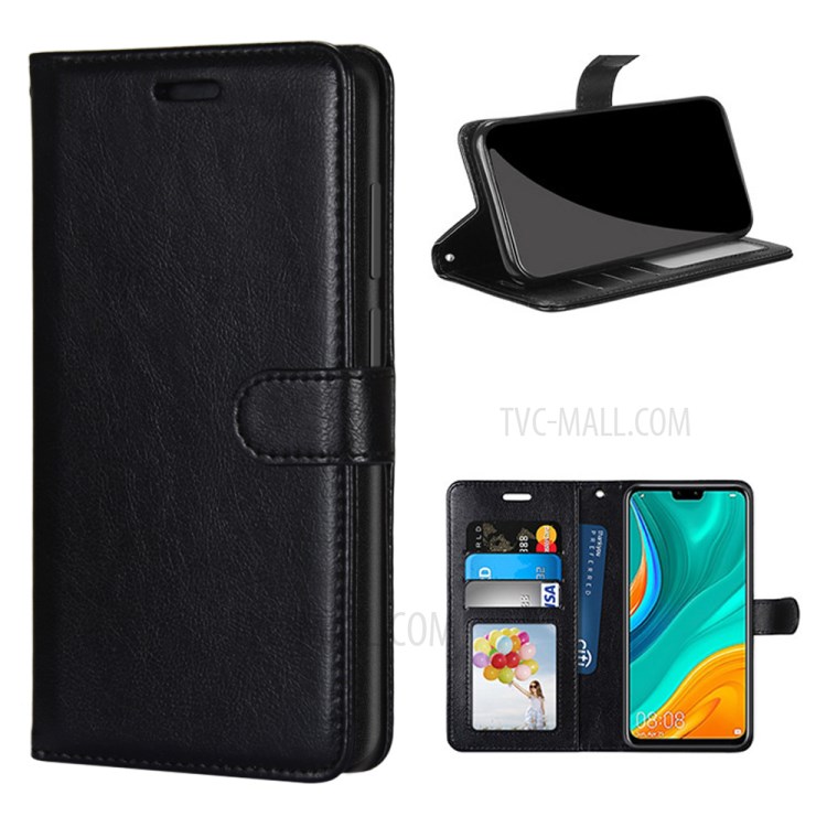 Protective Case Wallet Leather Stand Cover for Huawei Y8s - Black-1