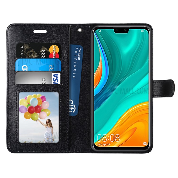 Protective Case Wallet Leather Stand Cover for Huawei Y8s - Black-3