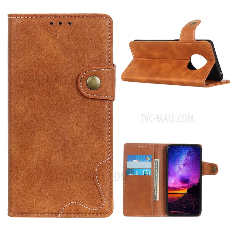 S Shape Textured Leather Shell Wallet Phone Case for Huawei Mate 40 - Brown-1