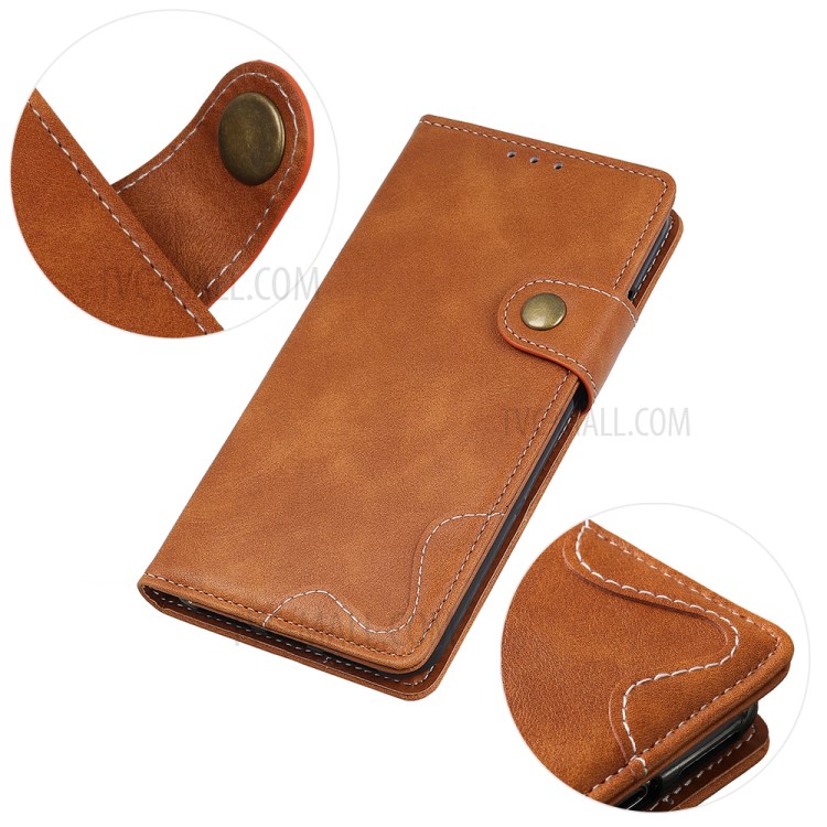 S Shape Textured Leather Shell Wallet Phone Case for Huawei Mate 40 - Brown-4