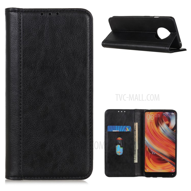 Litchi Skin Split Leather Auto-absorbed Cover for Huawei Mate 40 - Black-1