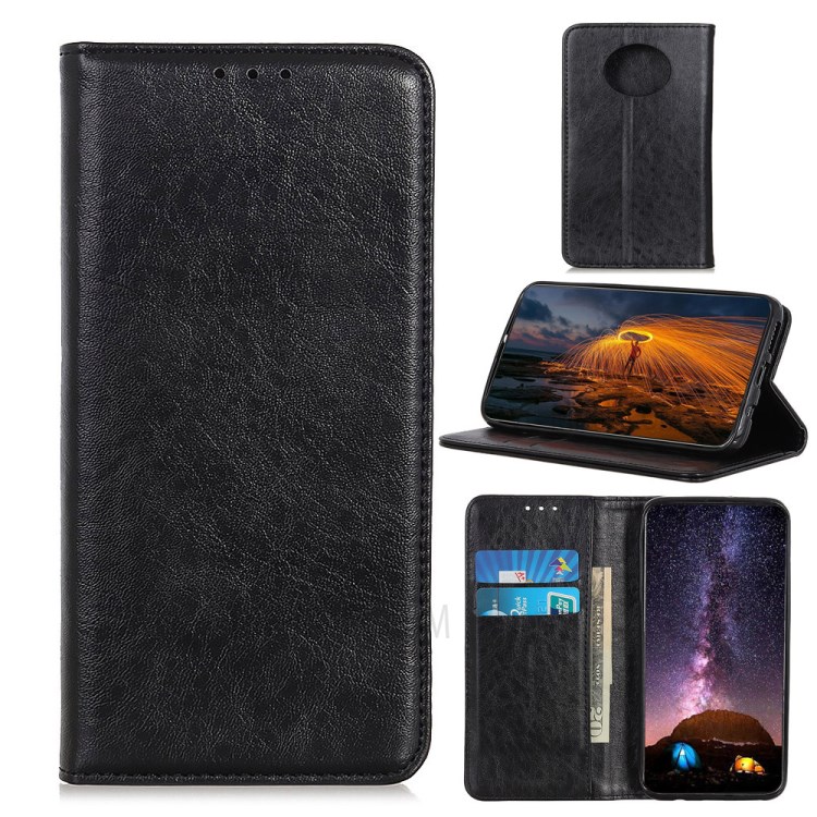 Crazy Horse Auto-absorbed Leather Wallet Case for Huawei Mate 40 - Black-1