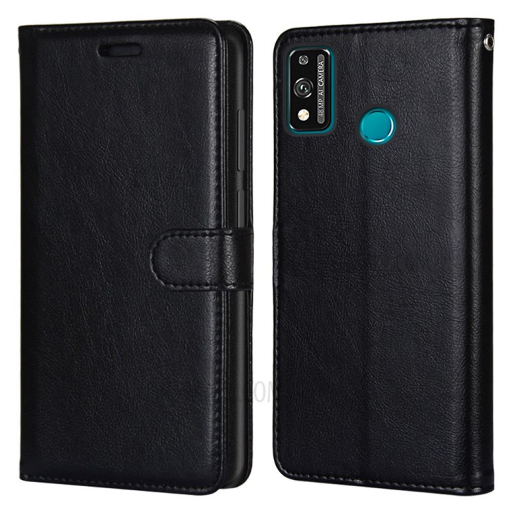 Wallet Stand Magnetic Clasp Leather Protective Cover Case for Honor 9X Lite - Black-2