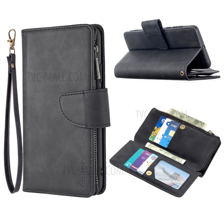 Zipper Pocket Detachable 2-in-1 Leather Wallet Stand Case for Huawei P40 - Black-1