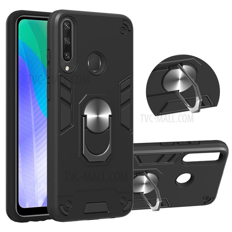 With Rotatable Kickstand Detachable 2-in-1 PC + TPU Cover for Huawei Y6p - Black-1