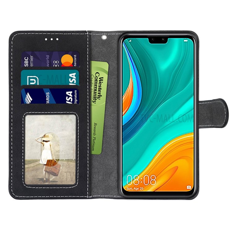 Retro Skin Matte Leather Shell for Huawei Y8s - Black-3