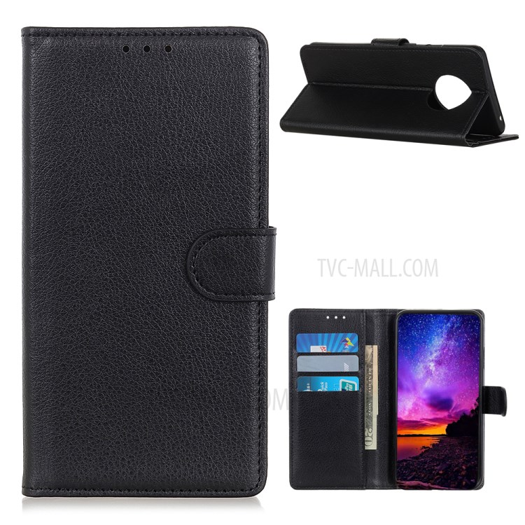 Litchi Grain Leather Wallet Stand Mobile Phone Shell for Huawei Mate 40 Pro - Black-1