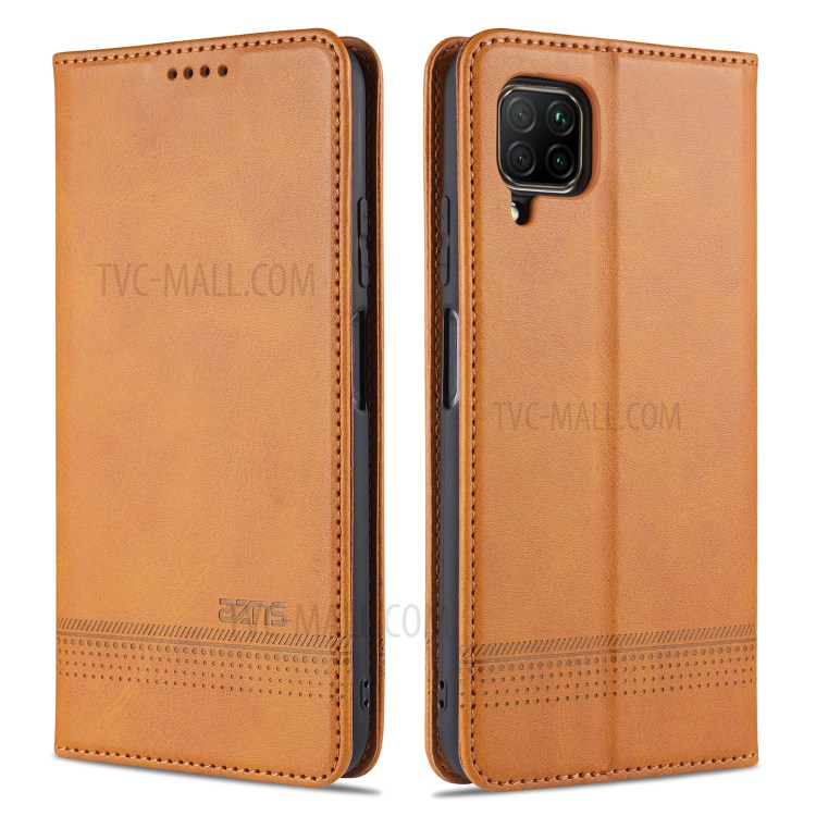 AZNS Auto-absorbed Leather Wallet Case for Huawei nova 6 SE/P40 lite 4G - Brown-1