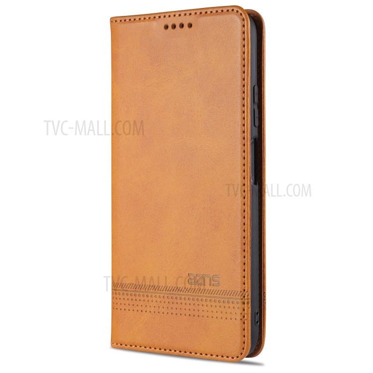 AZNS Auto-absorbed Leather Wallet Case for Huawei nova 6 SE/P40 lite 4G - Brown-2