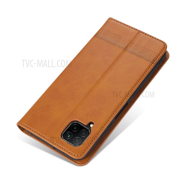 AZNS Auto-absorbed Leather Wallet Case for Huawei nova 6 SE/P40 lite 4G - Brown-5