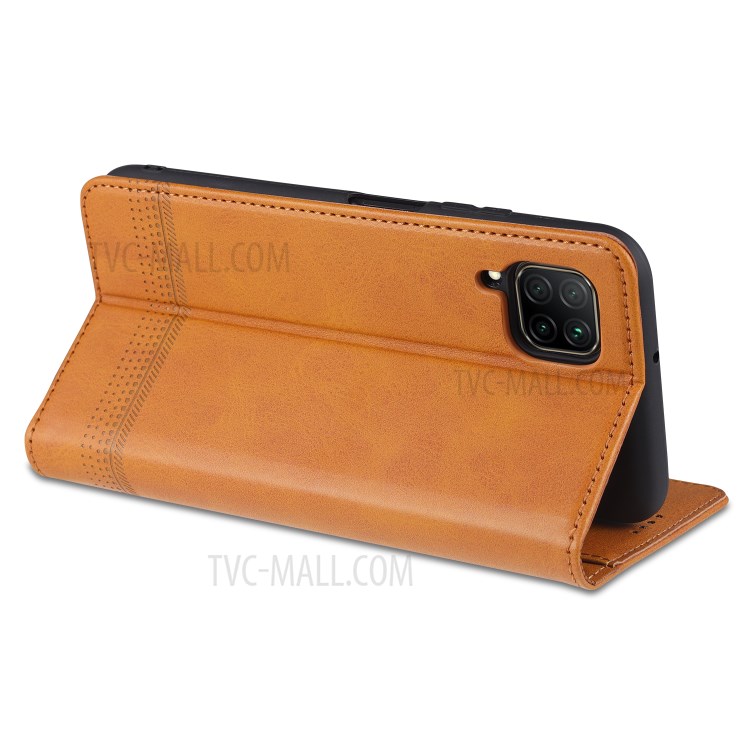 AZNS Auto-absorbed Leather Wallet Case for Huawei nova 6 SE/P40 lite 4G - Brown-7