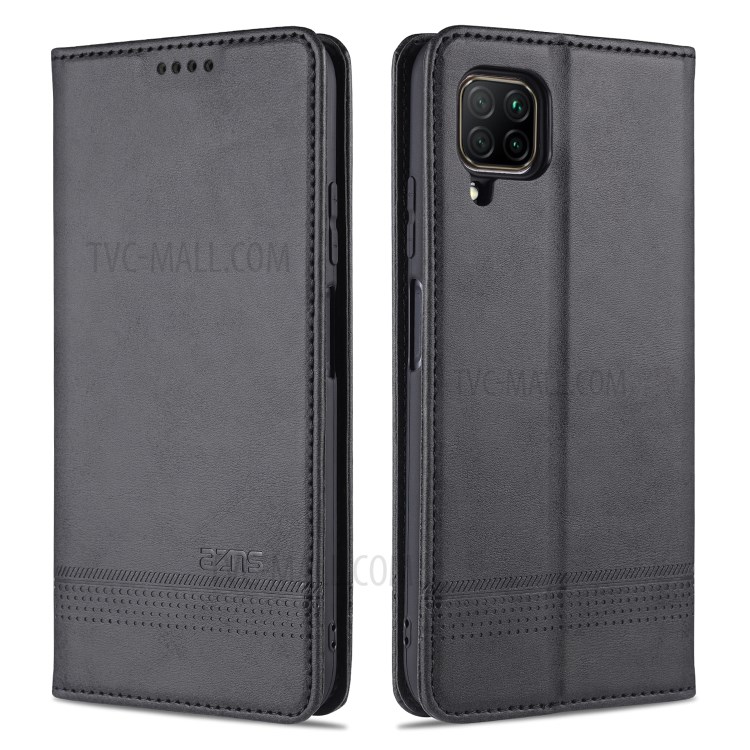 AZNS Auto-absorbed Leather Wallet Case for Huawei nova 6 SE/P40 lite 4G - Black-1